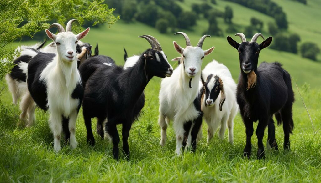 dairy goats browsing