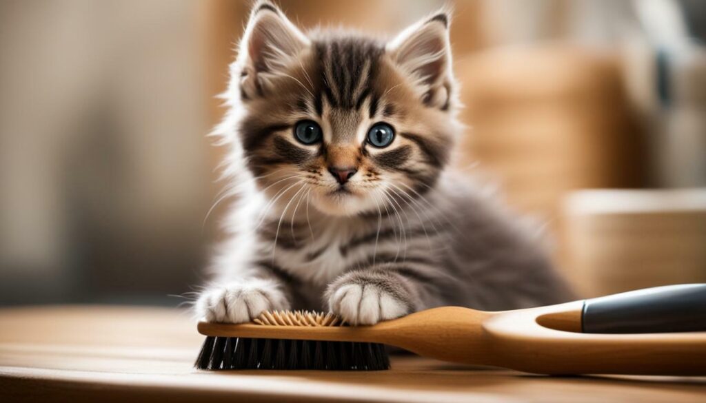 grooming kitten